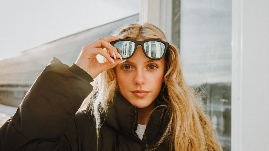 Minnesota high school senior portrait at Como Park Conservatory in St Paul during winter.